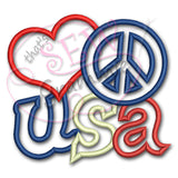 Love Peace USA Applique Design