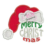 Merry CHRISTmas Hat Applique Design