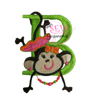 Monkey Girl Hanging Embroidery Design