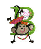 Monkey Girl Hanging Embroidery Design