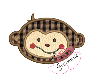 Monkey Boy Face Applique $1