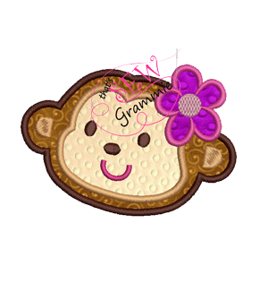 Monkey Girl TWO Applique Design Dollar $1