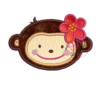 Monkey Girl Applique Dollar Design $1