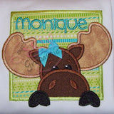 Moose in Square Frame Applique Design
