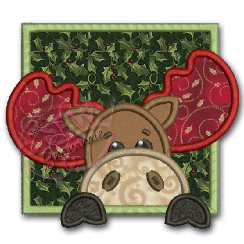 Moose in Square Frame Applique Design