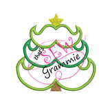 Mustache Christmas Tree Applique Design 4x4
