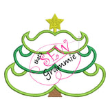 Mustache Christmas Tree Applique Design 5x6 only