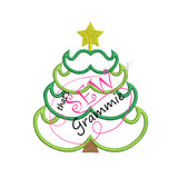 Mustache Christmas Tree Applique Design 6x7
