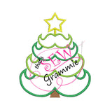 Mustache Christmas Tree Applique Design 7.8x9