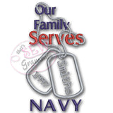 Our Family Serves Applique Design Navy