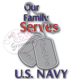 Our Family Serves Applique Design Navy