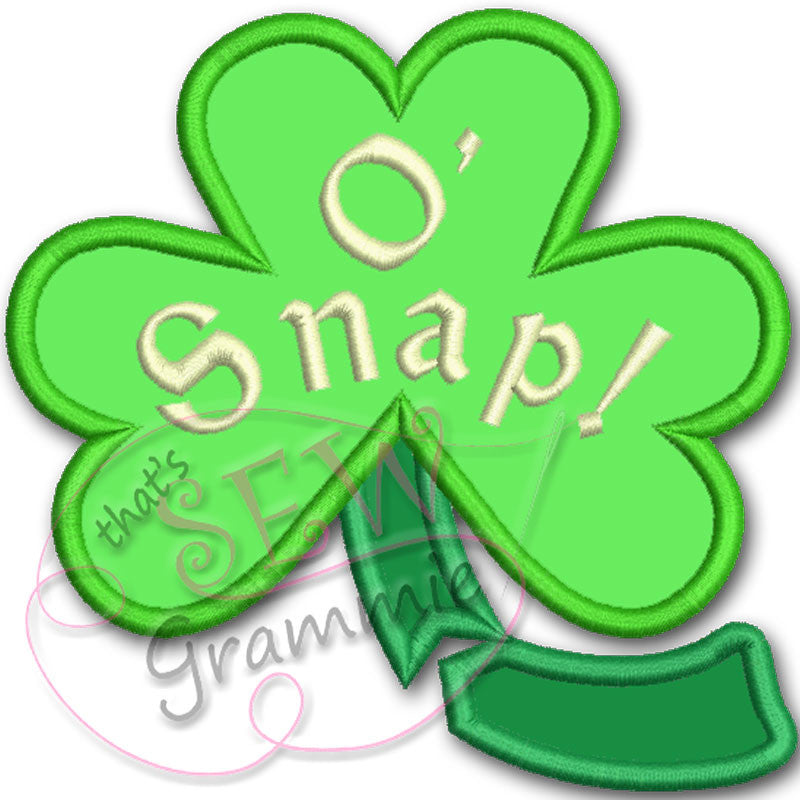 Oh Snap Shamrock Applique Design in 3 styles