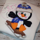 Penguin Boy Applique Design with Sled