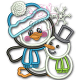 Penguin Boy Applique Design w/ Snowman