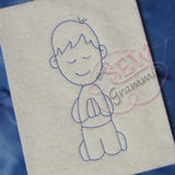 Prayer Kids Red Work Embroidery Design