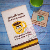 Coffee Cup Applique Design Procaffeinate