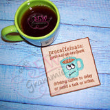 Coffee Cup Applique Design Procaffeinate