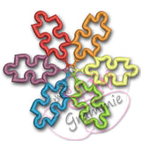 Autism Jigsaw Puzzle Snowflake Applique Design