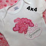 T Rex Valentine Applique Design T-Rex