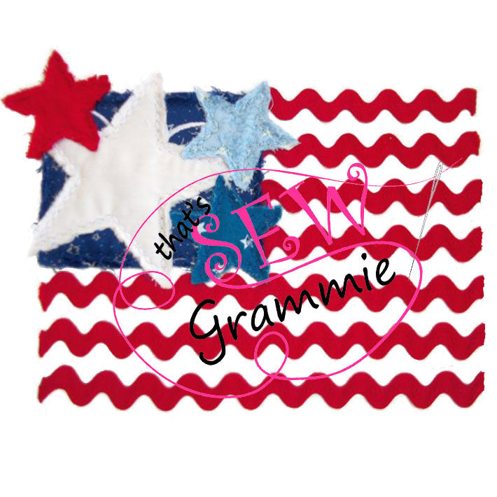 Ric Rac Raggy Flag Applique Design 4th of July