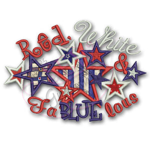 4th of July Applique Design Red White Fa BLUE lous