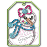 Snow Girl Snowman Gift Tag Applique Design