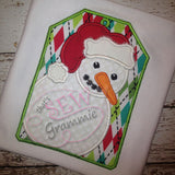 Santa Snowman Gift Tag Applique