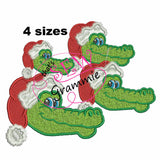 Santa Gator Head Embroidery Design - filled