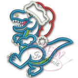 T Rex Santa Applique Design Santa-saurus T-Rex