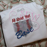 All About Base Script Baseball Softball Applique Design