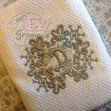 Snowflake Monogram Frame Applique Design