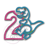 T Rex Birthday Applique Design Number TWO T-Rex