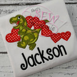 T Rex Valentine Applique Design T-Rex