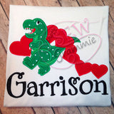 T Rex Valentine Applique Design T-Rex