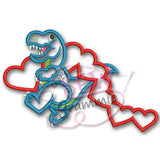 T Rex Valentine Applique Design T-Rex