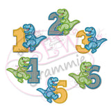 T Rex Applique Design Full Number set 1-6