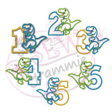T Rex Applique Design Full Number set 1-6
