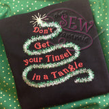 Don't Get Tinsel in Tangle Embroidery Design