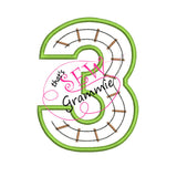 Train Track Number Applique Design THREE