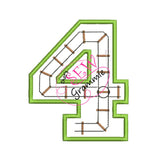 Train Track Number Applique Design FOUR