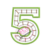 Train Track Number Applique Design FIVE