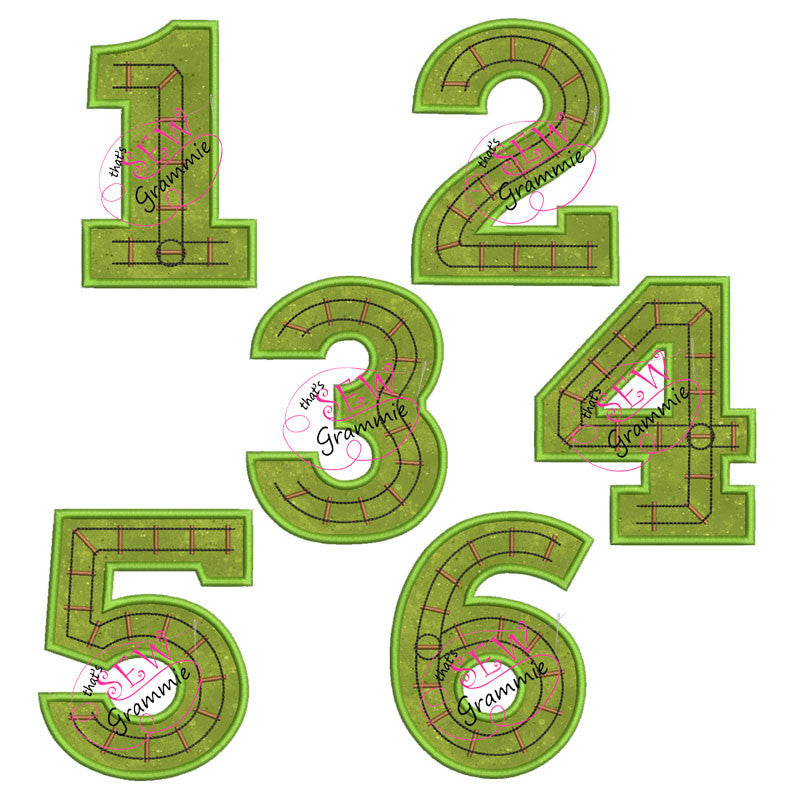 Train Track Numbers Applique Design SET 1-6