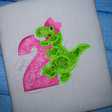 T Rex Birthday Applique Design Number TWO T-Rex