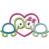 Turtle Love Valentine Applique Design