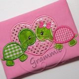 Turtle Love Valentine Applique Design