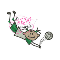 Volleyball Girl Filled Embroidery Design Digger