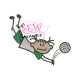 Volleyball Girl Filled Embroidery Design Digger