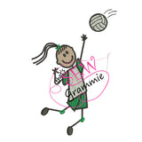 Volleyball Girl FILLED Embroidery Design Striker