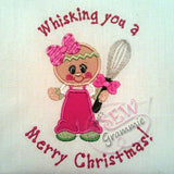 Baking Gingerbread Girl w Whisk Applique Design