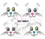 Bunny Faces Embbroidery Design for Towels - 5x7 only